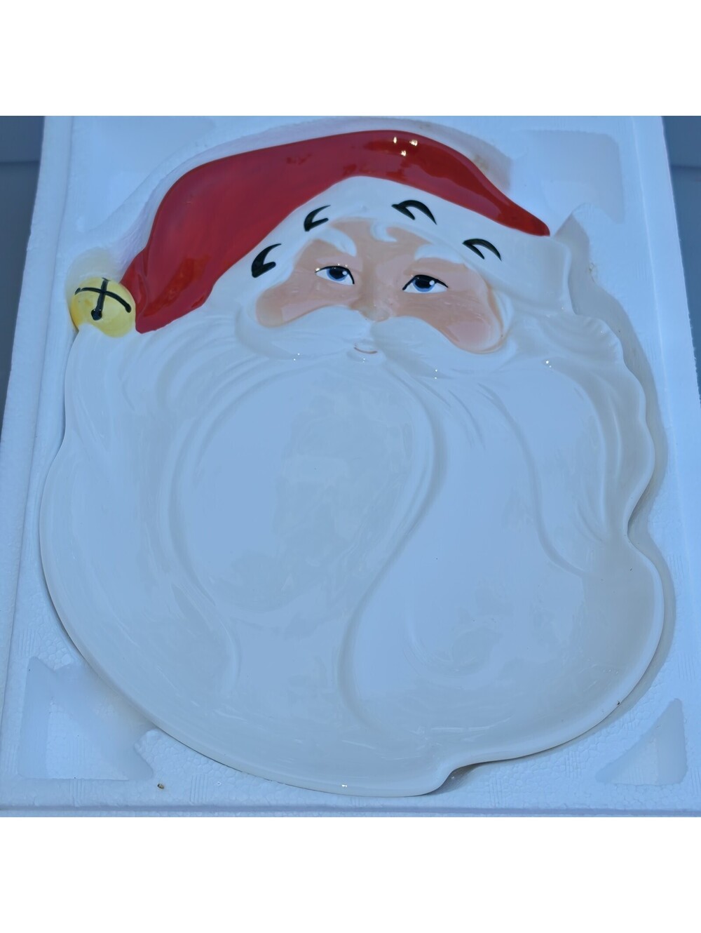 Jolly Santa Platter Cookie Christmas Vintage 1985 Hand Painted Ceramic Avon
